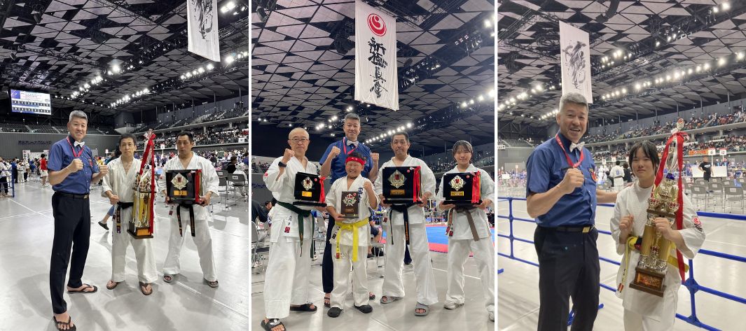 カラテドリームフェスティバル全国大会で優勝、入賞した新極真会外舘道場の選手の写真