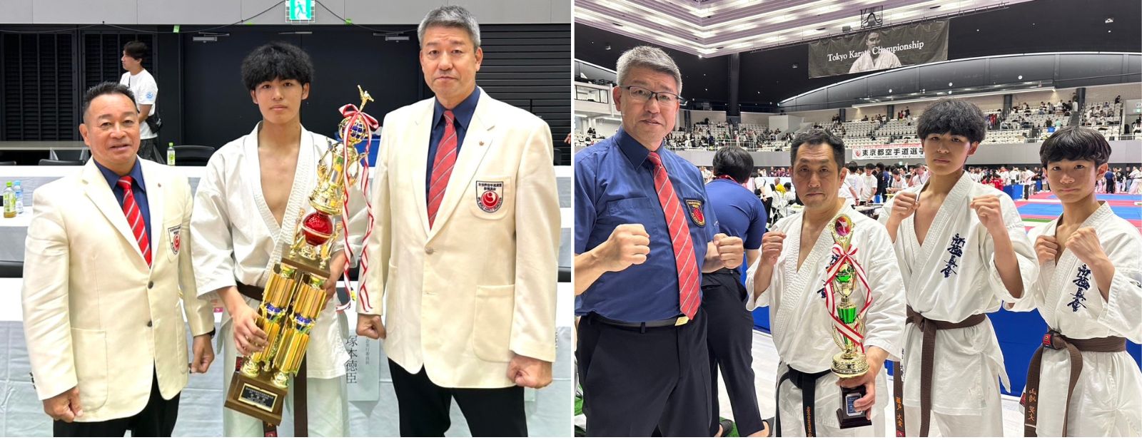 第4回東京都空手道選手権大会に出場した新極真会外舘道場の選手と指導者の写真